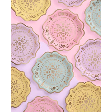 xo, Fetti Pastel China Plates - Elegant Disposable Tableware