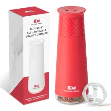 Kitchen Mama Rechargeable Gravity Salt and Pepper Grinder: Adjustable Coarseness, Refillable, Electr...