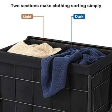 Laundry Hamper with Heavy Duty Caster Wheels; Clothes Hamper with Lid; Laundry Basket with Removable Liner Bag; Laundry Sorter with Metal Handle