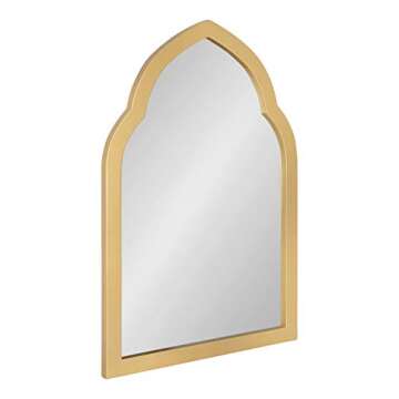 Kate and Laurel Eileen Framed Arch Mirror, 20" x 30", Gold, Modern Arched Bathroom Vanity Mirror