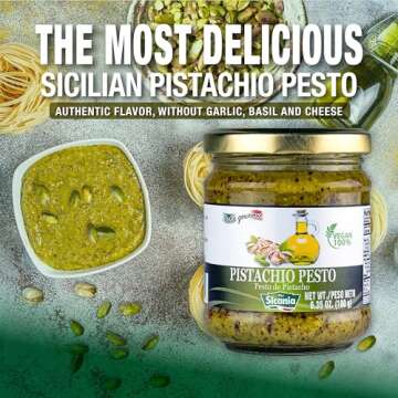 SICANIA Pistachio Pesto Sauce, Savor the Taste of Sicily with Our Healthy, Palm Oil-Free Recipe - Ready-to-Eat, 6.35 oz (180Gr)