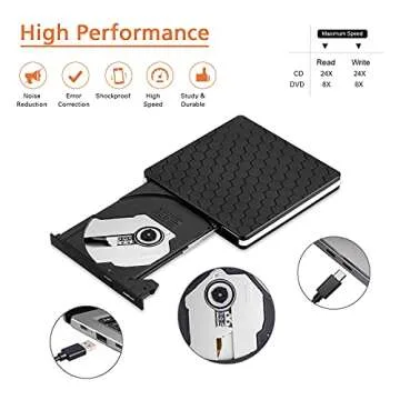 Amicool External DVD Drive USB 3.0 Type-C Portable DVD Burner