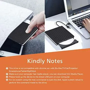 Amicool External DVD Drive USB 3.0 Type-C Portable DVD Burner