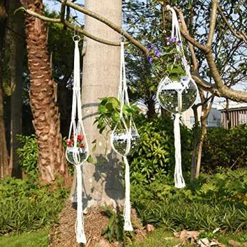 RUBY.Q Disco Ball Planter, 8" Silver/Rose Gold Disco Planter, Disco Ball Plant Hanger with Rope Chain Circle (8", Silver)