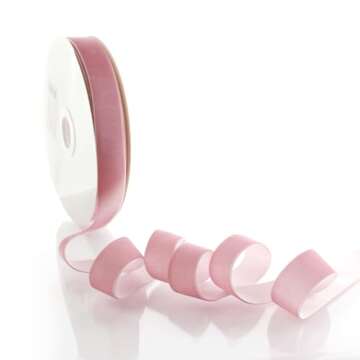 1" Velvet Ribbon Dusty Rose 5 Yards HairBow Center