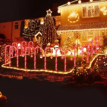 BITPOTT Christmas Candy Cane Solar Lights 12 Pack