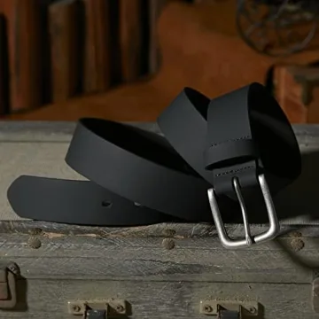 VATAN Men's Genuine Leather Casual Every Day Jeans Belts, Handmade Men Leather Belt with Gift Box (A-Black, 30 (Waist 28))