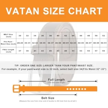 VATAN Men's Genuine Leather Casual Every Day Jeans Belts, Handmade Men Leather Belt with Gift Box (A-Black, 30 (Waist 28))