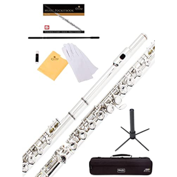 Mendini By Cecilio Closed Hole C Flute for Beginners - Elegant 16-Key Instrument with Accessories an...