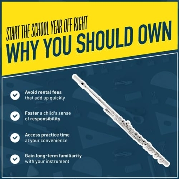 Mendini Closed Hole C Flute for Beginners - Elegant 16-Key Set