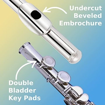 Mendini Closed Hole C Flute for Beginners - Elegant 16-Key Set