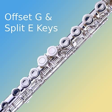 Mendini Closed Hole C Flute for Beginners - Elegant 16-Key Set