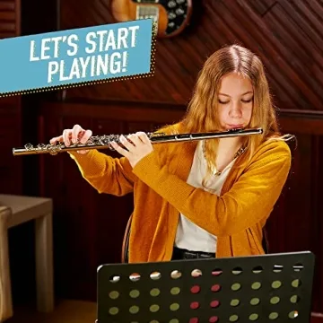 Mendini Closed Hole C Flute for Beginners - Elegant 16-Key Set