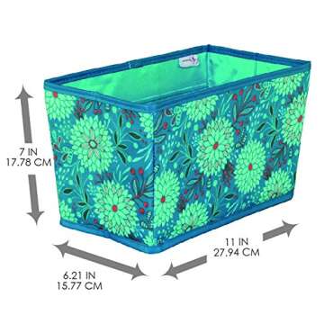 Everything Mary Teal Floral Knitting Craft Yarn Bin - Organizer Project Caddy Organizer Storage Tote - Large Premium Box or Knitting, Yarn, Crotchet - Yarn & Notions Organization - Tangle Free Yarn