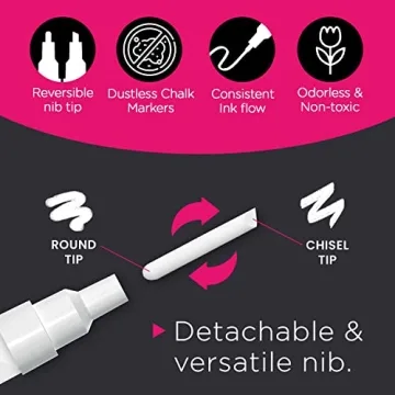 Fine Tip White Chalk Markers - Versatile 4 Pack for All Surfaces