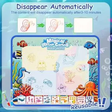 Water Doodle Mat for Kids, Mess-Free Fun for Ages 3-8