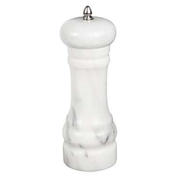 Creative Home Natural Marble Stone Pepper Spice Grinder, Elegant and Adjustable