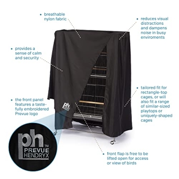 Prevue Hendryx Pet Products Good Night Bird Cage Cover, Large, Black