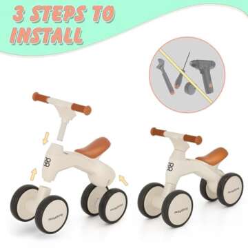 Maydolly Baby Balance Bike, Toddler Balance Bike for 1 Year Old Boys Girls, 4 Wheels Toddler Bike, First Birthday Gifts for 10-36 Month (White)