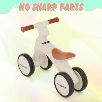 Maydolly Baby Balance Bike, Toddler Balance Bike for 1 Year Old Boys Girls, 4 Wheels Toddler Bike, First Birthday Gifts for 10-36 Month (White)