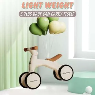 Maydolly Baby Balance Bike, Toddler Balance Bike for 1 Year Old Boys Girls, 4 Wheels Toddler Bike, First Birthday Gifts for 10-36 Month (White)