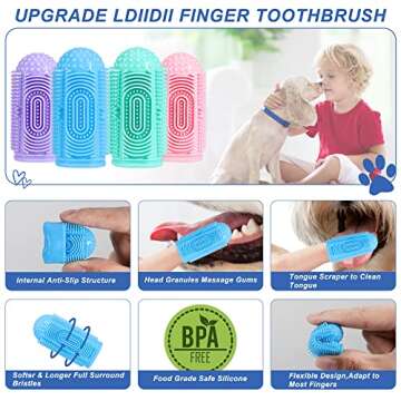 LDIIDII Dog Toothbrush Dog Tooth Brushing Kit 4Pack Dog Finger Toothbrush for Dog Teeth Cleaning&Dog...