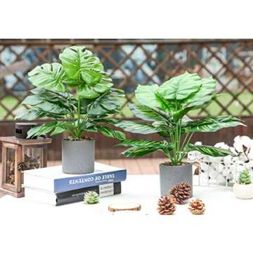 WUKOKU 16" Fake Plants - Indoor Sage Green Decor