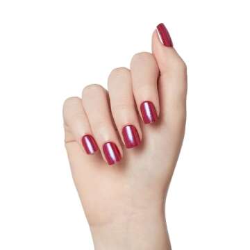 KISS imPRESS No Glue Mani Press-On Nails, Color FX, 'This City', Dark Red, Short Size, Squoval Shape, Includes 30 Nails, Prep Pad, Instructions Sheet, 1 Manicure Stick, 1 Mini File