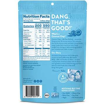 Dang Keto Toasted Coconut Chips |Lightly Salted Unsweetened|1 Pack| Keto Certified, Vegan, Gluten Fr...