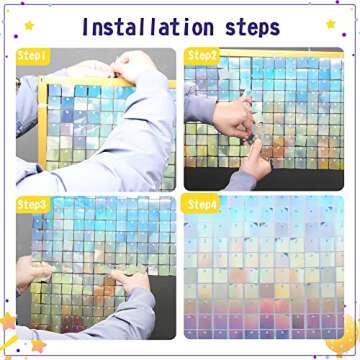 Wokceer Sequin Shimmer Wall Backdrop 24 Panels Christmas Thanksgiving Sequin Backdrops for Party Decorations Birthday Wedding & Engagement Anniversary Iridescent Home Decor