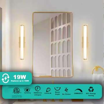 Flynix 24 inch Modern Bathroom Vanity Light, Dimmable 3 Color Temperature Adjustable LED Bathroom Li...