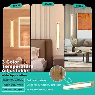 Flynix 24 inch Modern Bathroom Vanity Light, Dimmable 3 Color Temperature Adjustable LED Bathroom Lights Over Mirror, Wall Lighting Fixtures for Bathroom Bedroom Living Room Cabinet (Gold)