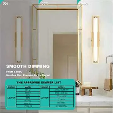 Flynix 24 inch Modern Bathroom Vanity Light, Dimmable 3 Color Temperature Adjustable LED Bathroom Lights Over Mirror, Wall Lighting Fixtures for Bathroom Bedroom Living Room Cabinet (Gold)