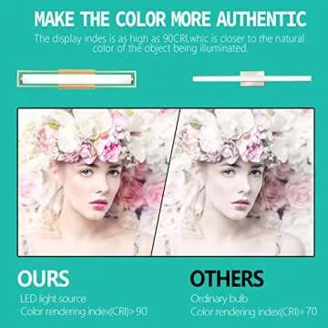 Flynix 24 inch Modern Bathroom Vanity Light, Dimmable 3 Color Temperature Adjustable LED Bathroom Lights Over Mirror, Wall Lighting Fixtures for Bathroom Bedroom Living Room Cabinet (Gold)