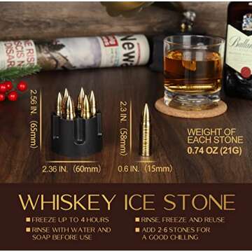 Gifts for Him Husband Boyfriend - Valentines Day Anniversary Unique Gifts Ideas - Birthday Gifts for Husband Him - Whiskey Stone Gold, Bourbon Gifts for Men