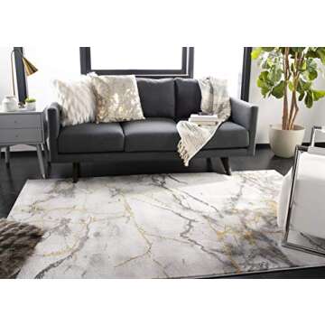 SAFAVIEH Craft Collection Area Rug - 8' x 10', Grey & Gold, Modern Abstract Design, Non-Shedding & E...
