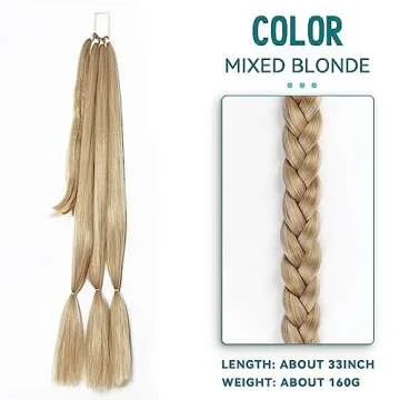 EMMOR Long Braided Ponytail Extension with Hair Straight Wrap Around Ponytail Hair Extensions with Hair Tie Soft healthy Synthetic Hair Piece for Women girls Daily(33 inch Mixed Blonde