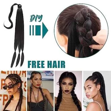 EMMOR Long Braided Ponytail Extension with Hair Straight Wrap Around Ponytail Hair Extensions with Hair Tie Soft healthy Synthetic Hair Piece for Women girls Daily(33 inch Mixed Blonde