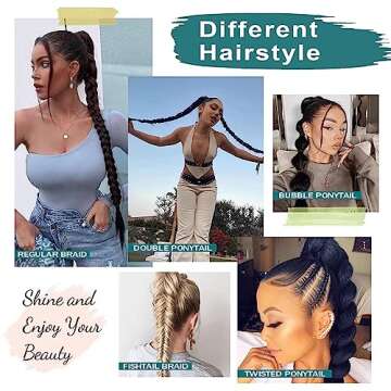 EMMOR Long Braided Ponytail Extension with Hair Straight Wrap Around Ponytail Hair Extensions with Hair Tie Soft healthy Synthetic Hair Piece for Women girls Daily(33 inch Mixed Blonde