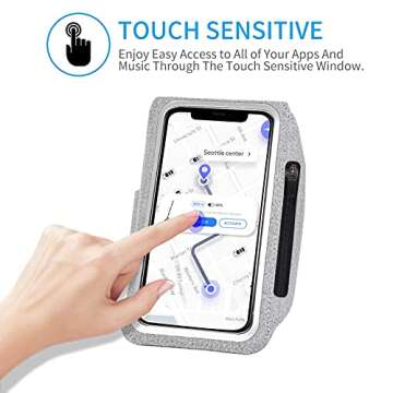 Running Armband with Earphone Bag Cell Phone Armband for iPhone 16 15 Pro 14 Plus 13 11 XR XS, Galaxy S24/S10 Water Resistant Sports Phone Holder Case & Zipper Slot Car Key Holder for 6.7 inch Phone