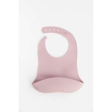 Adjustable Solid Silicone Baby Bib - Soft and Waterproof in Mauve