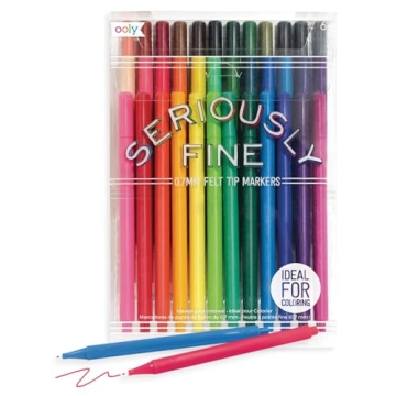 Ooly Seriously Fine Tip Markers, Set of 36 Smooth Writing 0.7mm Fine Point Pens, Felt Tip Coloring M...
