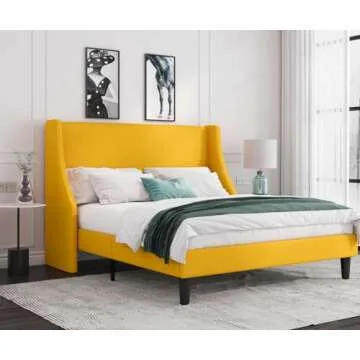 Stylish Allewie Queen Bed Frame with Upholstered Headboard