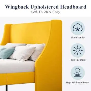 Stylish Allewie Queen Bed Frame with Upholstered Headboard