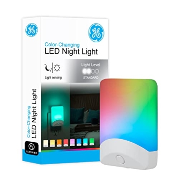 GE Color-Changing LED Night Light, Plug Into Wall, Dusk to Dawn Sensor, Ambient Lighting, for Bedroo...