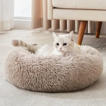 Calming Dog & Cat Bed - Cozy Faux Fur Donut Design