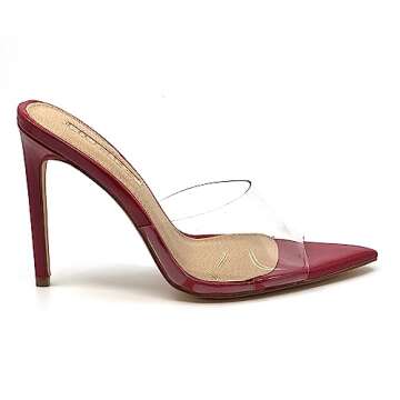 Liliana Womens Clear Slip On High Heels Sandals Laurent-3 Red 6.5