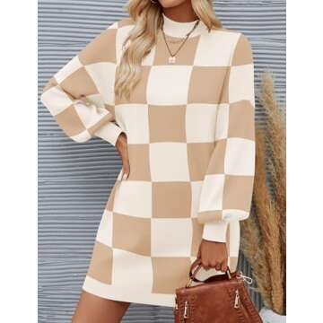 ZESICA Women's Spring Turtleneck Sweater Dress - Casual Chic & Cozy