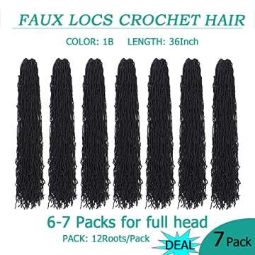7 Packs Faux Locs Crochet Hair 36 Inch New Soft Locs Crochet Hair For Black Women Pre-looped Long Go...