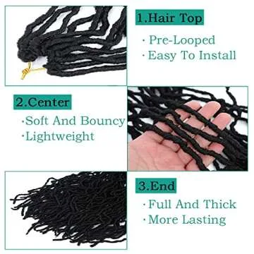 7 Packs Faux Locs Crochet Hair 36 Inch New Soft Locs Crochet Hair For Black Women Pre-looped Long Goddess Locs Crochet Braids Curly Wavy Braiding Hair Extension (1B)